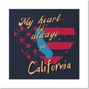 My Heart is always in California Posters and Art